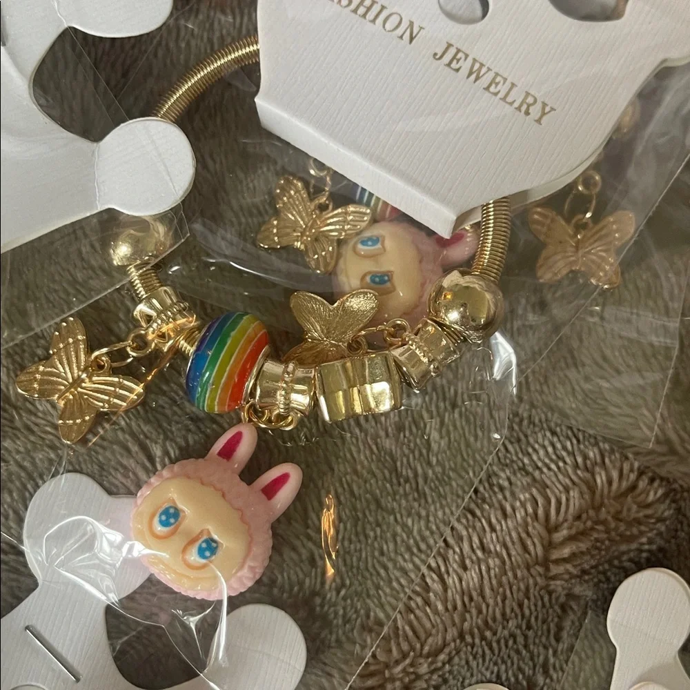 Colorful Kids Labubu Charm Bracelets silver and gold toned set of 20 nwt